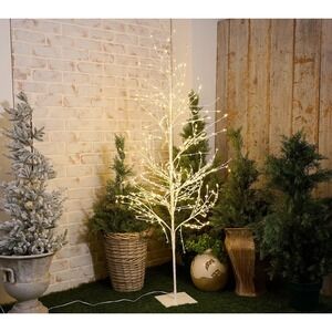 Bethlehem Lights 300 LED 5' Illuminated Crystal Birch Tree Christmas Decor White